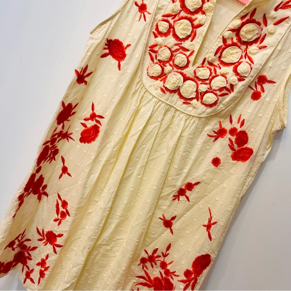 ivy Jane sleeveless ivory embroidered flower dress v neck size Large - Picture 2 of 10